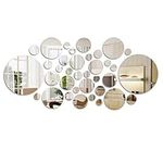 FOCCTS 41 Pcs Mirror Wall Stickers Self-Adhesive Round Circle Mirrors Mirror Sheets for Home Decoration with 6 Different Sizes 0.87 to 5.9 Inches in Diameter