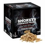 TOPLINE Big K Smokey's Premium Hardwood Pellets - 9 kg Box of 100% Natural Classic Blend Cherry, Maple & Hickory BBQ Wood Smoking Pellets with Card for Woodfire Grills, Smokers & Pizza Ovens., Brown