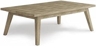 SIMPLIHOME Cayman SOLID ACACIA WOOD 43 Inch Wide Contemporary Outdoor Coffee Table in Brushed Natural Acacia, For the Living Room and Family Room