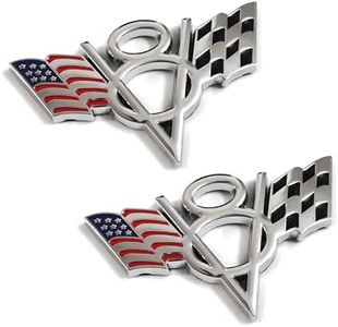 2 unids Metal EE. UU. Bandera V8 Racing F1 Emblema Insignias Etiqueta para Auto Car Van Defensas Parachoques Ventana Tronco Arranque (Plata)