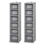 HOMCOM 204 CD Media Display Shelf Unit Set of 2 Blu-Ray Tower Rack w/Adjustable Shelves Bookcase Storage Organiser, Grey