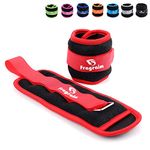 Ankle Weights for Women, Men and Kids - 1 LB 1 Pair Strength Training Wrist/Leg/Arm Weight with Adjustable Strap for Jogging, Gymnastics, Aerobics, Physical Therapy (Red)