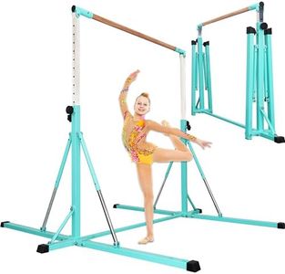 FC FUNCHEER Foldable Gymnastics bar, Gymnastic Bar for Kids Ages 3-20,Gymnastic Kip Bar, 5.3FT/ 8FT Base Length,Adjutable from 35.4" to 59"/45" to 71",Kids Grils Home Gym Floor Equipment