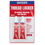 GH1200-6 Gram x 2 Pack Red Thread Lock Strong Strength for Nuts, Bolts, and Metals - Threadlocker Lock Tight & Seal Fasteners with Stable and Consistent Performance