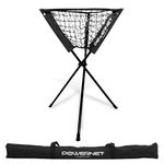 PowerNet Baseball Softball Portable Batting Practice Ball Caddy | Use During Training and Drills | Save Your Back No More Bending | Holds up to 60 Baseballs | Instant Setup | Team Colors (Black)