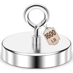 FINDMAG Super Strong Neodymium Fishing Magnets, 1600lbs Pulling Force Rare Earth Magnet with Countersunk Hole Eyebolt for Retrieving in River and Magnetic Fishing (120mm)