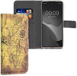 kwmobile Wallet Case Compatible with Samsung Galaxy A52 / A52 5G / A52s 5G Case for Phone - Antique World Map Black/Brown/Beige