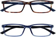 Opulize See 2 Pack Blue Light Blocking Reading Glasses Brown Blue Computer Gaming Anti Glare Mens Womens BB9-23 +2.50