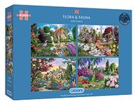 Flora & Fauna | 4 x 500 Piece Jigsaw Puzzles | Multi-Box Jigsaw | Sustainable Puzzle for Adults | Premium 100% Recycled Board | Great Gift for Adults | Gibsons Games