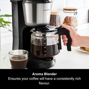 Morphy Richards Filter Coffee Machine – 10 Cup, Pour Over, Black/Steel