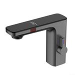 Automatic Infrared Sensor Faucet with Temperature Display, Smart Sensor Basin Faucet Digital Display Screen Hot Cold Water Mixer Tap, Touchless Tap Automatic Faucet(Grey)