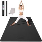 CAMBIVO Large Yoga Mat (6' x 4' x 6mm), Non-Slip Extra Wide Workout Mat, Eco-Friendly Barefoot TPE Fitness Mat, Multiple Uses for Home Gym, Workout, Yoga, Pilates (Black,6mm)