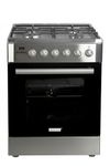 Carysil Free-Standing Cooking Range FSCR-01, 62L Gas Oven, 4 High-Power Italian SABAF Burners, Cast Iron Support, Digital Timer, Cooking, Baking, Grilling & Roasting, Stainless Steel Body, Silver