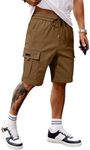 JMIERR Mens Shorts Casual Stretch Classic Drawstring Summer Work Hiking Outdoor Cargo Shorts with Pocket,US 32(S),Camel