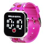 Accutime Hello Kitty Digital LED Quartz Kids Pink Watch for Girls with White Hello Kitty and Friends Band Strap (Model: HK4222AZ), Pink, Digital Wrist Watch