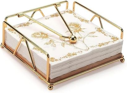 Metal Napkin Holder, Table Napkin Organizer for Kitchen & Picnic, Farmhouse Napkin Holder for Tabletop and Kitchen Countertops, Decorative Tissue Dispenser (Gold)