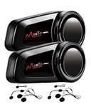 MAXTO Motorcycle Bluetooth Headset, M2 Group Motorbike Helmet Communication Systems 6-Way BT5.0 Waterproof Intercom 1000M Range with FM Radio,Siri,Voice dial for Ski/ATV/Full/Half Face(M2 2 Pack)