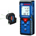 Bosch GPL100-50G 125ft Green 5-Point Self-Leveling Laser with VisiMax Technology and Integrated 360° Multipurpose Mount & Blaze Pro GLM165-40 165ft Laser Distance Measure with Color Backlit Display