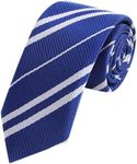 AUSKY Mens striped Skinny Necktie - Perfect for Cosplay, Halloween Christmas Themed Party, Accessory for Hogwarts Robe or Uniform (Blue)