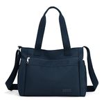 Women Shoulder Bag Lightweight Nylon Casual Tote Handbags Top Handle Bag Large Capacity Crossbody Purses Dark blue