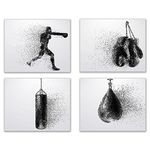 Summit Designs Boxing Wall Art Prints - Silhouette – Set of 4 (8x10) Poster Photos - Bedroom - Man Cave