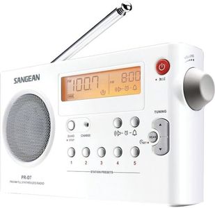 Sangean PR-D7 Digital Portable Radio with Built-in Battery Charger, AM/FM, (White)