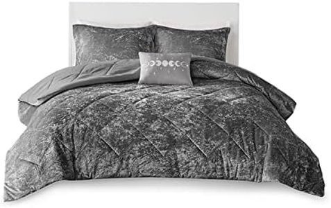 Intelligent Design King Comforter Set, Velvet Comforter Set, Luxury Diamond Quilting Comforter Set, Fluffy Comforter Bed Set with Decorative Pillowand 2 Shams, 4 Piece Grey, King/Cal King