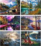 6 Pack Paint by Number for Adults,Landscape Paint by Numbers for Adults Beginner, DIY Acrylic Painting Gift Kits Drawing Paintwork for Relax and Home Wall Decoer12X16 Inch