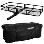 ARKSEN 60" x 25" inch Cargo Hauler Carrier Hitch Mounted Luggage Basket with Cargo Bag Combo 2" Receiver Camping RV SUV