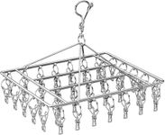 Wnqou Folding Sock Dryer with 40 Pegs, Metal Sock Hangers with Clips, Underwear Hanger for Washing Line Accessories,Stainless Steel Clothes Sock Drying Rack,Laundry Drip Airer Hanger with Pegs