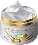 Vitamins Hair Mask Conditioner Keratin Treatment - Biotin Castor and Coconut Oil Deep Conditioning for Thin Fine Hair - Anti Frizz Moisturiser for Curly Straight Dry Damaged & Frizzy Locks