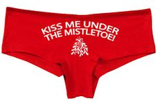 Knaughty Knickers Kiss Me Under The Mistletoe Christmas Sexy Fun Boyshort White