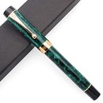 JINHAO Century 100 18KGP Golden Plated Resin Fountain Pen (Green, Medium Nib)