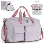 FIORETTO Womens Mens Sports Gym Bag Duffle Bag with Shoes Compartment, Weekend Travel Bag Overnight Bag for Women, Water Resistant Holdall Hospital Bag for Swimming Grey