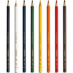 STABILO All Watercolour Effect Pencil - Assorted Pack of 8 Pencils - Black, White, Blue, Green, Yellow, Orange, Red & Brown