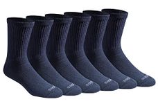 Dickies Men's Dri-tech Moisture Control Comfort Length Mid-Crew Socks, Comfort Length Navy (6 Pairs), Large