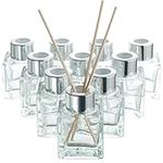 MATANA - Empty Reed Diffuser Glass Clear Bottles with 40 Reed Diffuser Sticks, 50ml - Essential Fragrance Oil Diffusers for Home Bathroom Decorative (10 Pack)