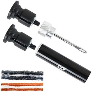 CyclingDeal Mountain MTB Road Bike Bicycle Tubeless Tire Repair Plug Kit - Store Inside Handlebar - Fix a Puncture or Flat - Plugger Tool and Plugs - 2 x Small & 2 x Large Strads