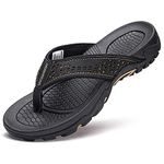 GUBARUN Mens Sport Flip Flops Comfort Casual Thong Sandals Outdoor Black