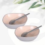 Eha Biocomposite Set Of 2 Earth-Friendly Multipurpose Bowls For Kitchen With Spoons | 750 Ml | Made With Rice Husk | Microwave Safe Bowl | For Hot & Cold Serving Bowl Set | Azure