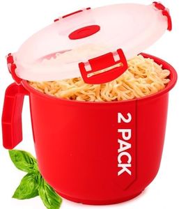 Tafura Microwave Bowl with Lid [Pack of 2] | Microwavable Soup Bowl with Cover | Noodle Bowl | Christmas Soup Cup Microwave-safe | Oatmeal Container To-Go. Leakproof, 34 Oz. BPA Free