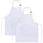 New Sinland Kids Apron with Pocket 2 Pack Children Chef Apron for Cooking Baking Painting (White, M)