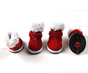 SMALLLEE_LUCKY_STORE Small Dog Pet Shoes Warm Christmas Walking Snow Boots Puppy Booties Winter Red XL