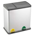 Evre Recycling Bin with Lids for Kitchen / 36 Litre Capacity / 2 Compartments Waste Separation (36L (12L+24L))