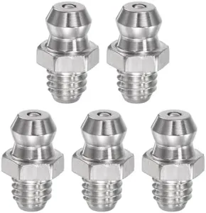 uxcell 201 Stainless Steel Straight Grease Fitting M6 x 1mm Thread Hydraulic Grease Fitting Accessories, 5Pcs