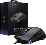 EVGA X12 Gaming Mouse, 8k, Wired, Black, Customizable, Dual Sensor, 16,000 DPI, 5 Profiles, 8 Buttons, Ambidextrous Light Weight, RGB, 905-W1-12BK-KR