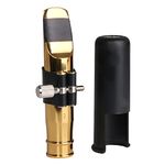 Yibuy Gold Plated Jazz B-flat Tenor Saxophone Mouthpiece 7# w/PU Leather Cap