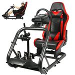 Dardoo Gaming Simulator Cockpit with Real Seat Fit for Logitech G29 G920 G923, Thrustmaster T300RS, Fanatec, Direct Drive Wheels, Sim Racing Stand,Without Wheel,Pedal & Handbrake