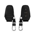 kwmobile Leather Key Cover Compatible with Peugeot Citroen 3 Button Car Key Smart Key (only Keyless Go) Key Cover - Fob Keychain Case - Black