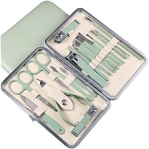 Nail Clippers Set 18 in 1 Stainless Steel Manicure Set, Professional Pedicure Nail Care Tools, Personal Care Nail Portable Nail Scissors Grooming Kit with Leather Case for Fingernails Toenails Grooming